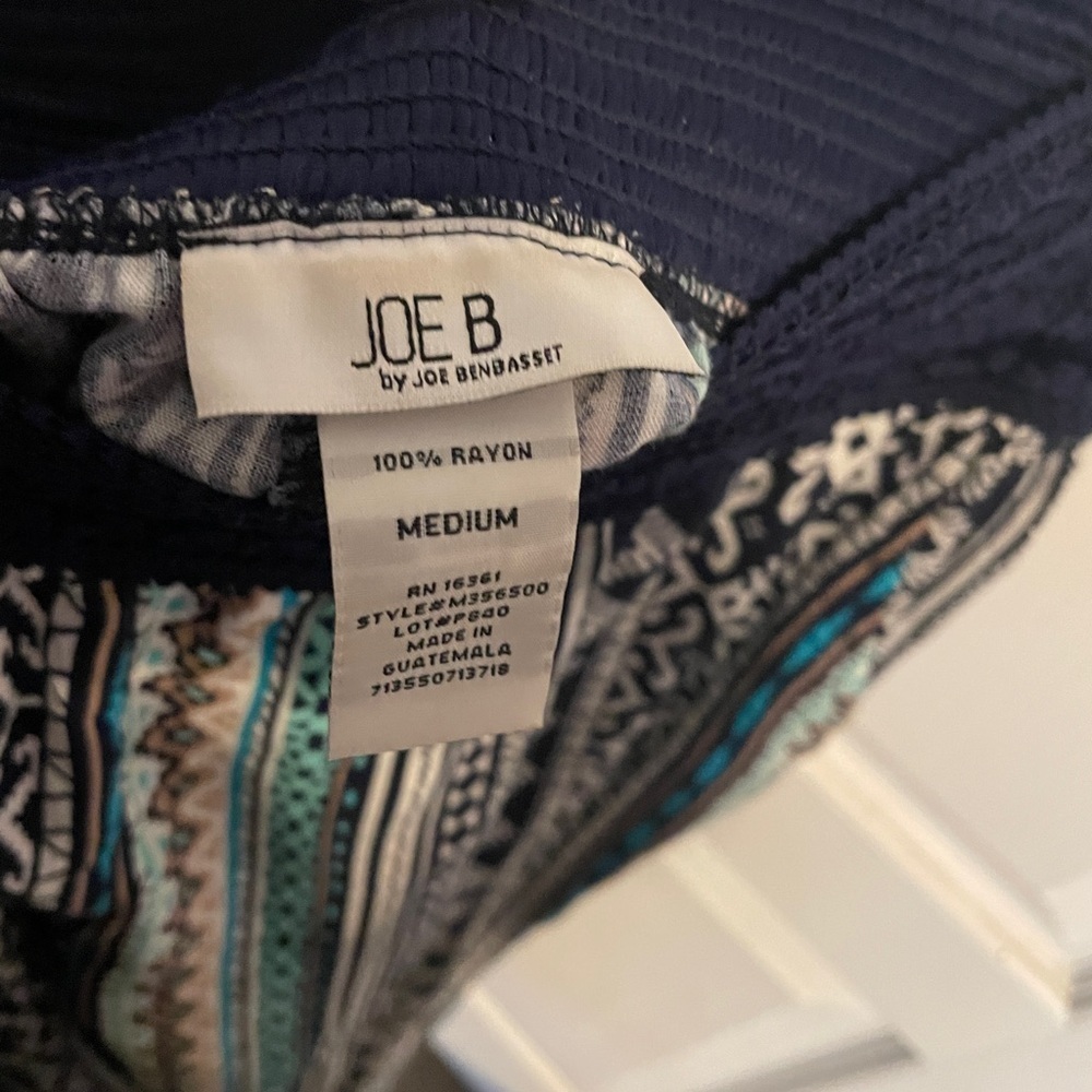 Joe B Black, White & Teal Wide Leg Jumpsuit Pants - Picture 4 of 6